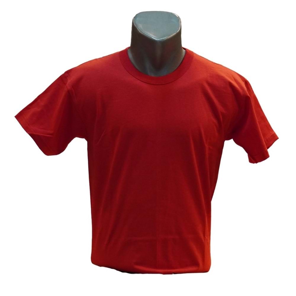 SIFIR YAKA T-SHİRT - KIRMIZI - L