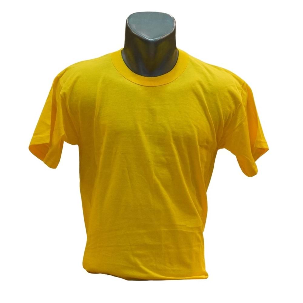 SIFIR YAKA T-SHİRT - SARI - L