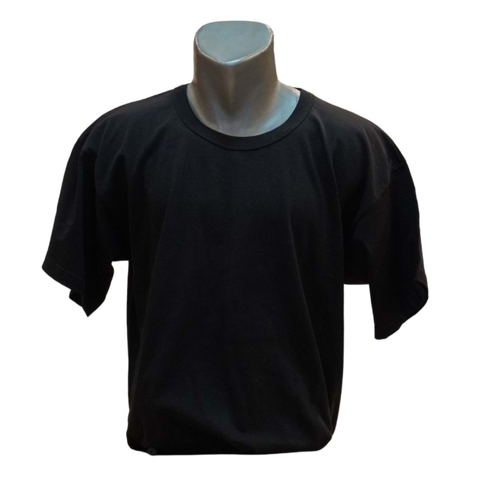 SIFIR YAKA T-SHİRT - SİYAH - M