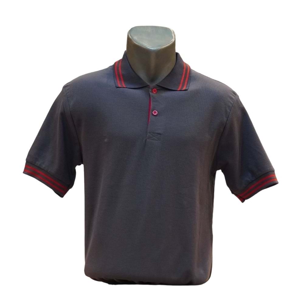 Altınyaşam Polo Yaka Çizgili T-shirt - FÜME - L