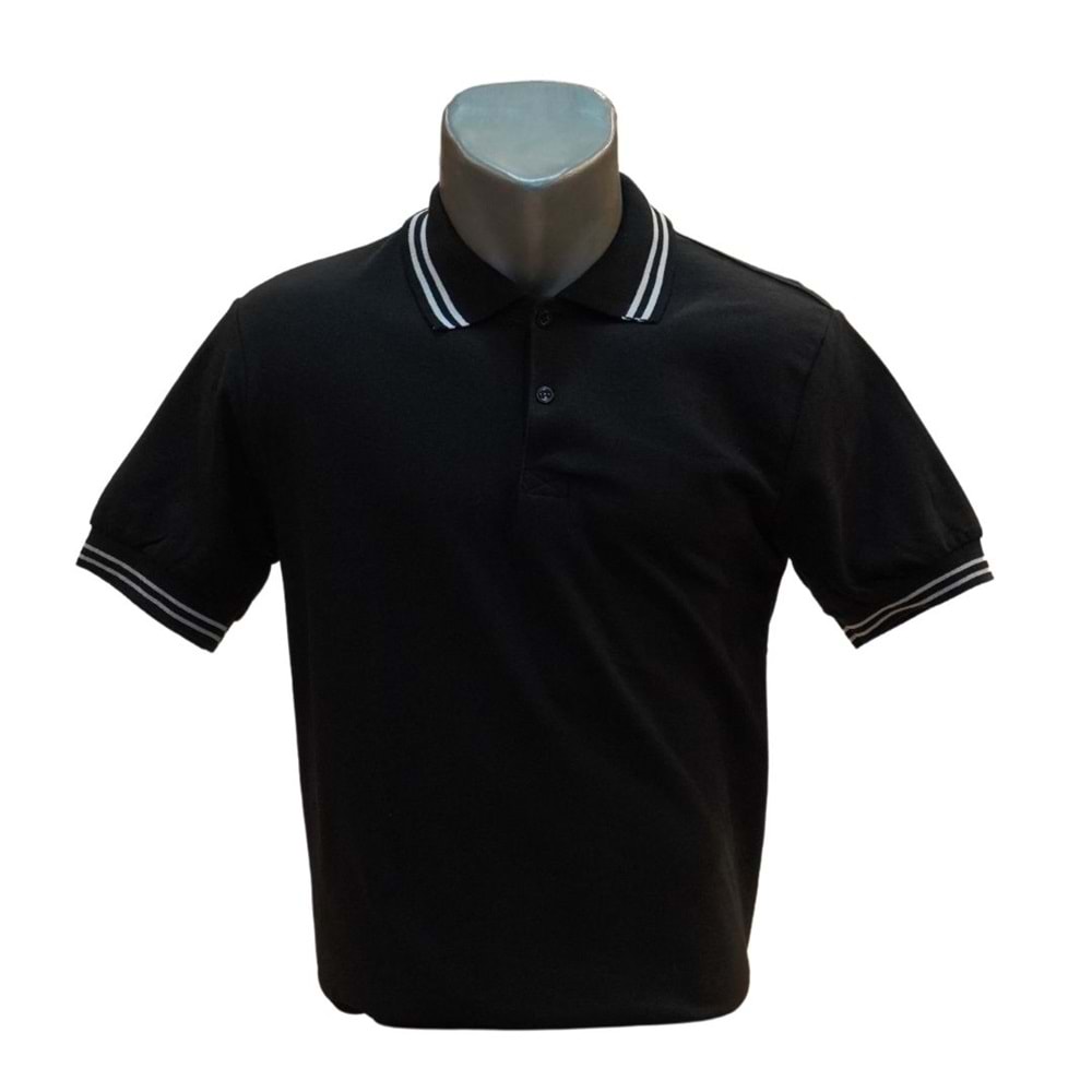 Altınyaşam Polo Yaka Çizgili T-shirt - SİYAH - S