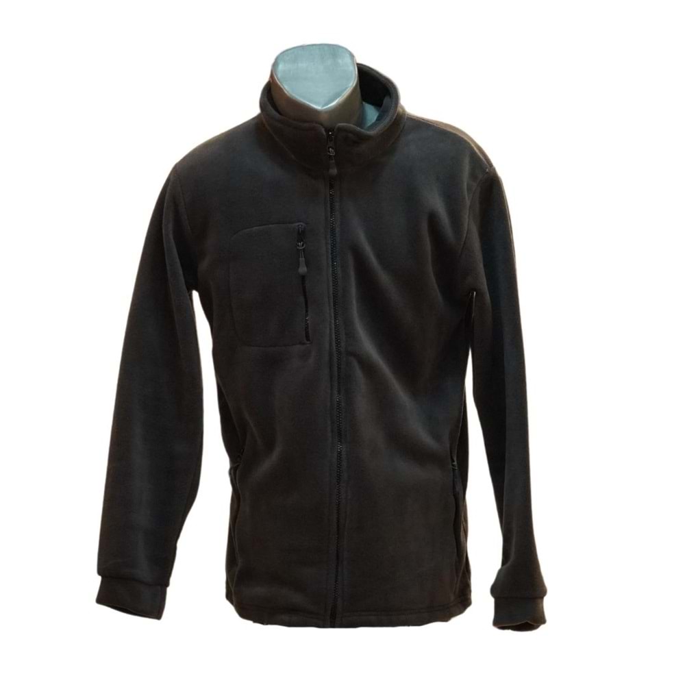 ÜÇ CEP FERMUARLI POLAR CEKET - FÜME - XXL