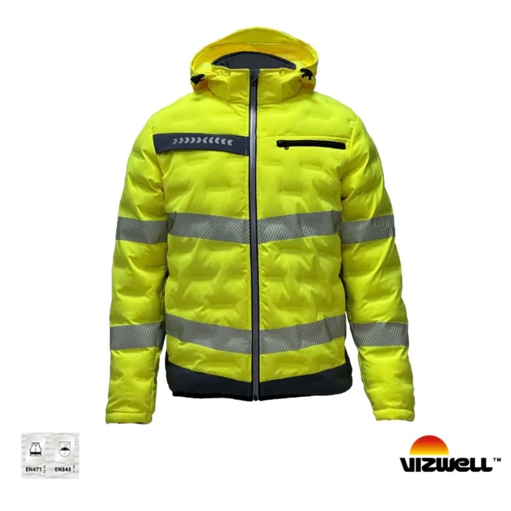 VIZWELL VWJK517-S YÜKSEK GÖRÜNÜMLÜ TÜNEL DOLGULU MONT NEON SARI 2XL