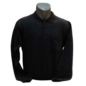POLO YAKA UZUN KOL SWEAT - SİYAH - L