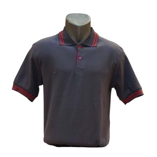 Altınyaşam Polo Yaka Çizgili T-shirt - FÜME - L