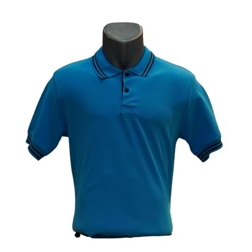 Altınyaşam Polo Yaka Çizgili T-shirt - TURKUAZ - XL