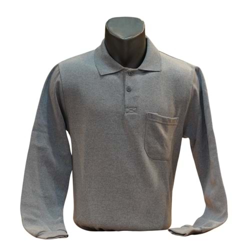 POLO YAKA UZUN KOL SWEAT - GRİ - S