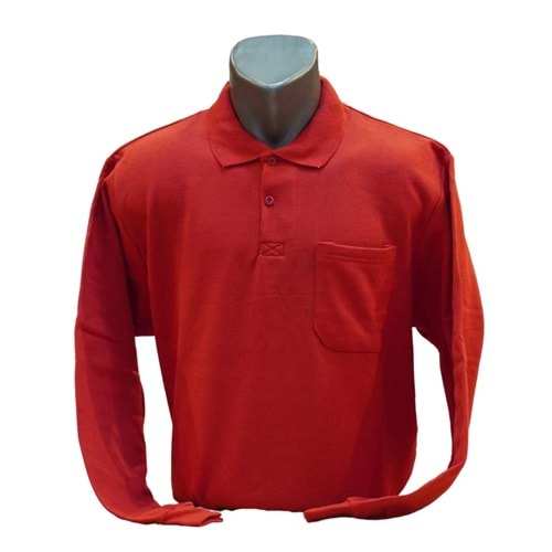 POLO YAKA UZUN KOL SWEAT - KIRMIZI - XXL