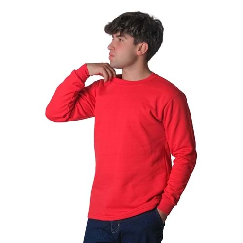 SIFIR YAKA UZUN KOL SWEAT - KIRMIZI - L